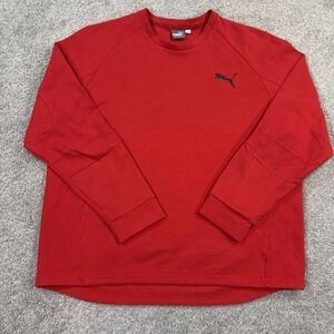 Puma Crewneck Sweatshirt XXL Red Athletic Training Pullover Textured Mesh Panels